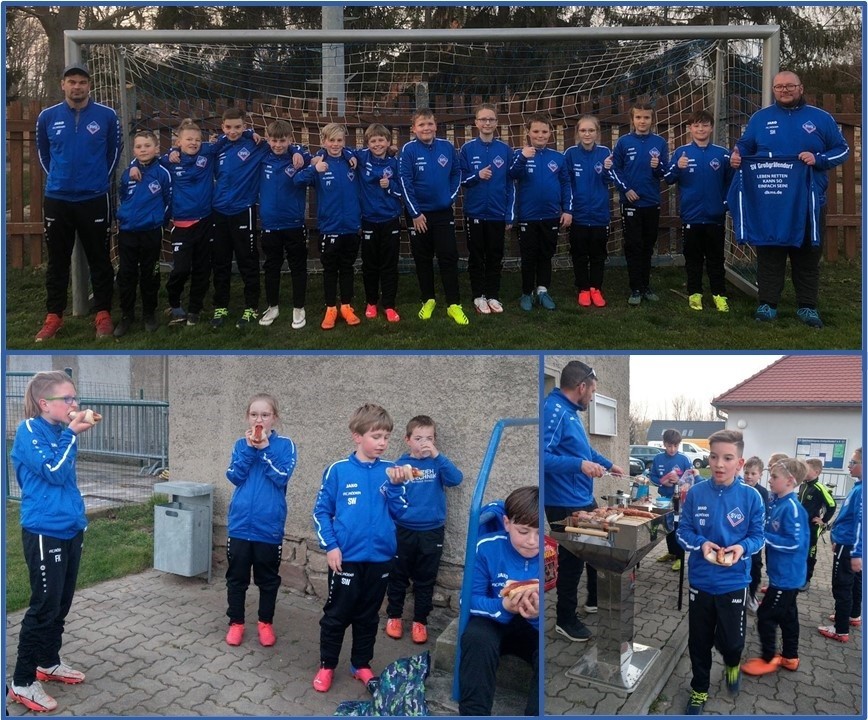 Übergabe der Trainingsanzüge an die E2