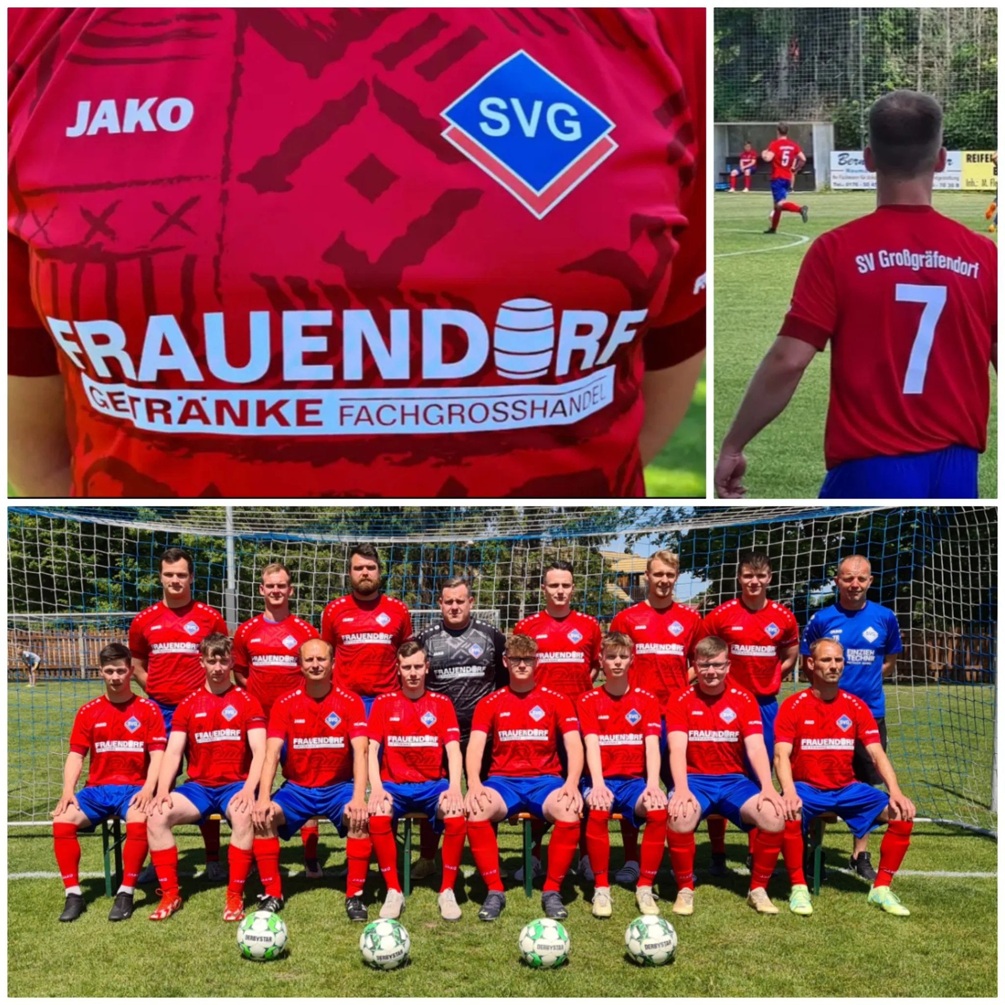 Frauendorf Getränkefachgroßhandel sponsert  neue Trikots für die Erste