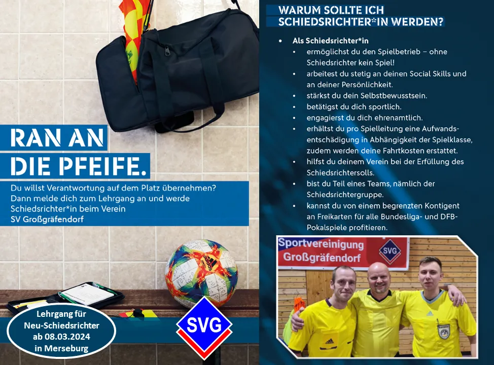 Neue Schiedsrichter gesucht - ob jung oder erfahren, ran an die Pfeife!