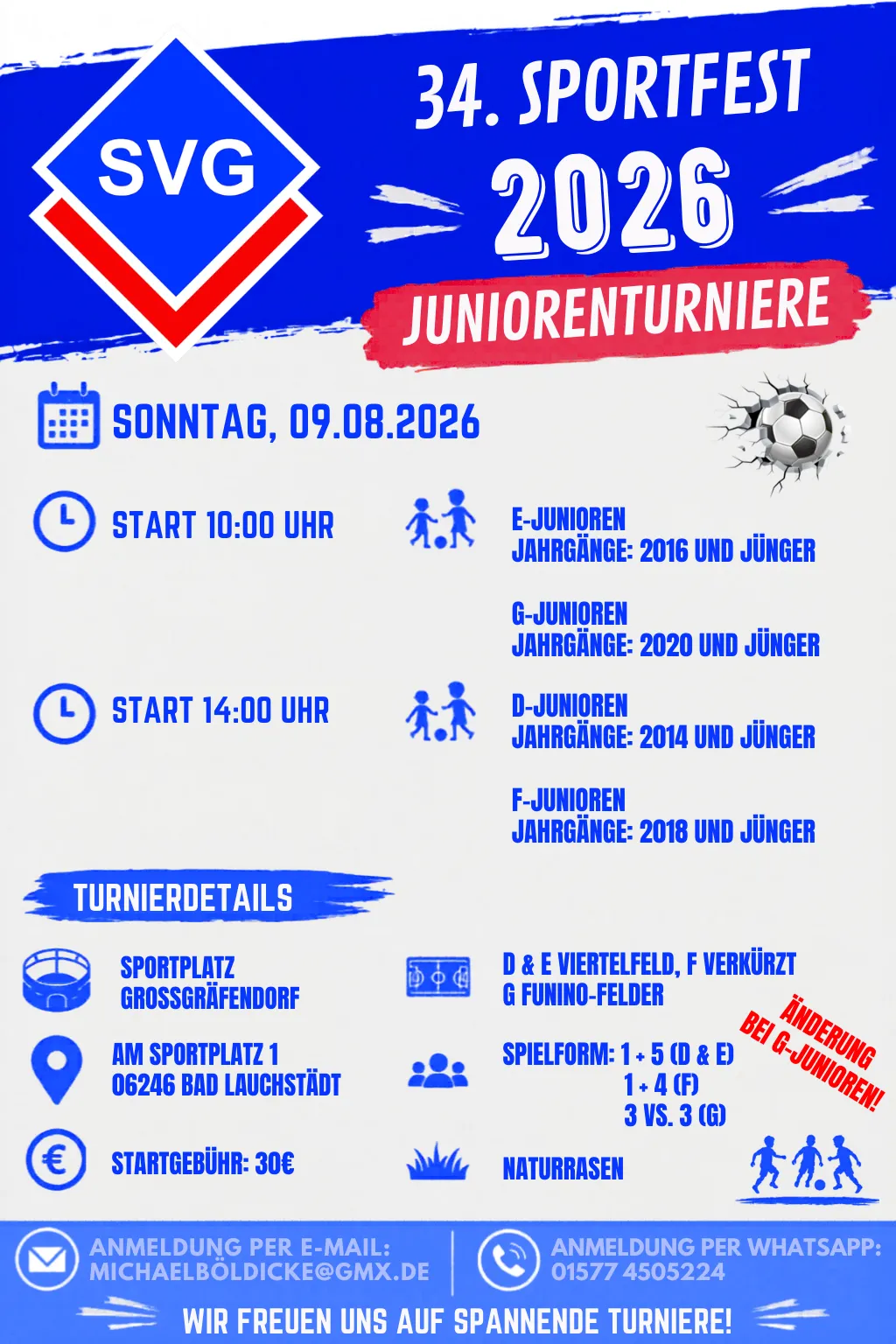 Einladung zu Juniorenturnieren am 9. August