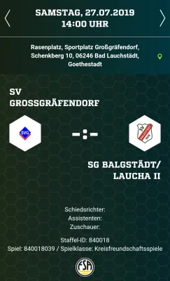27.07.2019 SV Großgräfendorf vs. Balgstädt/Laucha II